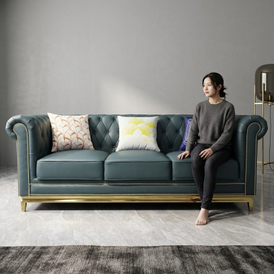 Chesterfield Sofa Canapé Miwwelen Drësëtzer Canapéë Textil Edelstahl Gestell