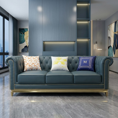 Chesterfield Sofa Canapé Miwwelen Drësëtzer Canapéë Textil Edelstahl Gestell