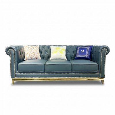 Chesterfield Sofa Canapé Miwwelen Drësëtzer Canapéë Textil Edelstahl Gestell