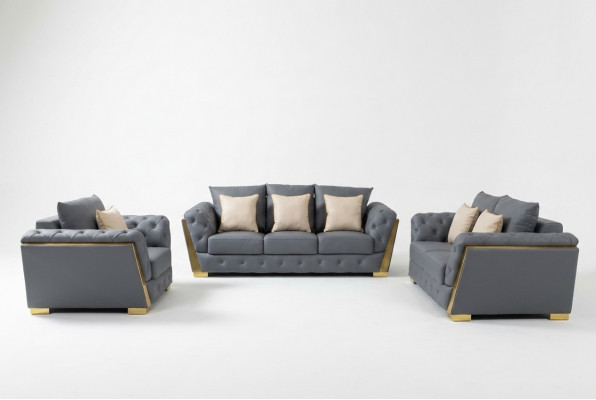 Sofagarnitur Chesterfield Couch Set 3+2+1 Stoff Sofa Couchen 3stéck Méiwel