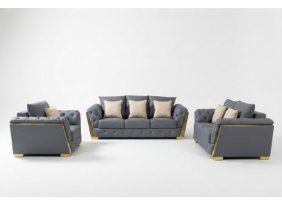 Sofagarnitur Chesterfield Couch Set 3+2+1 Stoff Sofa Couchen 3stéck Méiwel