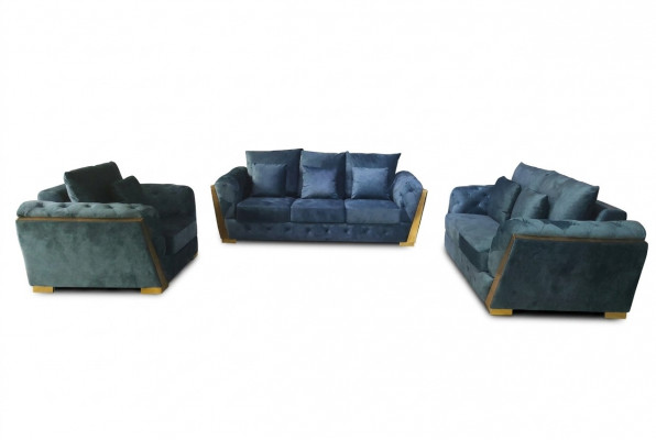Sofagarnitur Chesterfield Canapé-Set 3+2+1 Miwwelen Stoff Sofa Canapéë 3-Deeler.