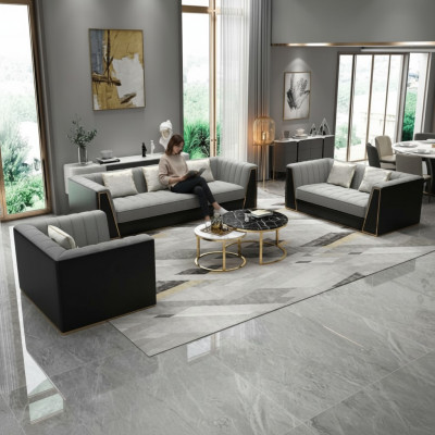 Canapé-Set Gro Couch Textil Medusa Stoffcouch Couches Sofa Miwwelen 3-Stéck