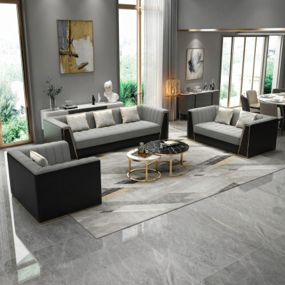 Canapé-Set Gro Couch Textil Medusa Stoffcouch Couches Sofa Miwwelen 3-Stéck