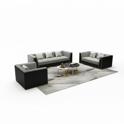Canapé-Set Gro Couch Textil Medusa Stoffcouch Couches Sofa Miwwelen 3-Stéck