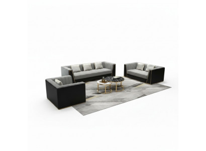 Canapé-Set Gro Couch Textil Medusa Stoffcouch Couches Sofa Miwwelen 3-Stéck
