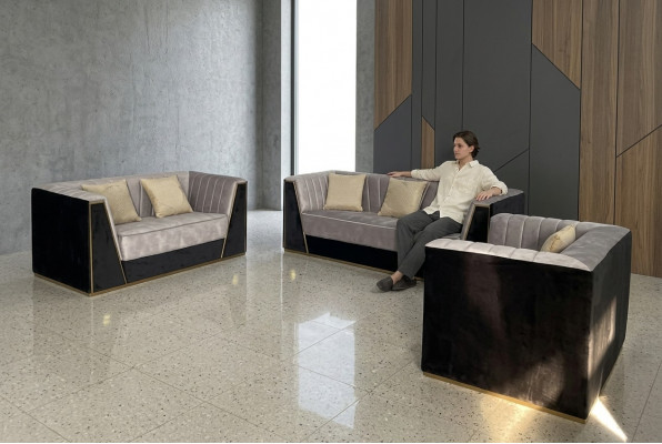 Medusa Sëtzmiwwel Sofa Garnitur Stoff Sofa Couchen Miwwelen Ariichtung 3-teileg
