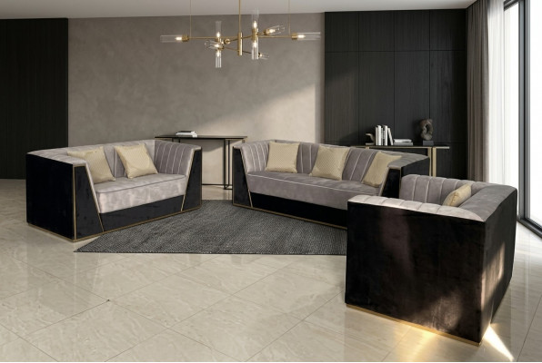 Medusa Sëtzmiwwel Sofa Garnitur Stoff Sofa Couchen Miwwelen Ariichtung 3-teileg