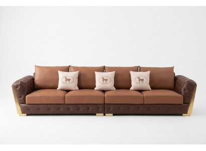 Modern Fënnef-Sëtzer Luxus Wunnzëmmer Sofa Chesterfield Design Canapé