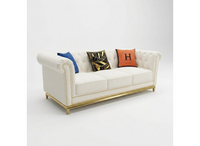 Chesterfield Textil Canapé Sofa 3 Sëts Sëtz Canapéën Sofae Polster Nei