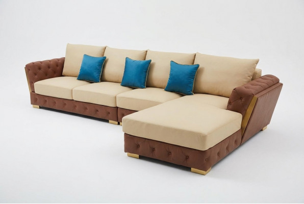 Ledercouch Sofa Luxus Couch Polstersëtzmöbler Beige Design Eckgarnitur Mébelen