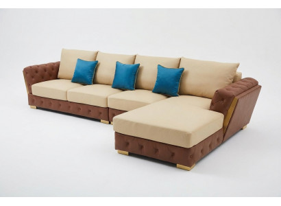 Ledercouch Sofa Luxus Couch Polstersëtzmöbler Beige Design Eckgarnitur Mébelen