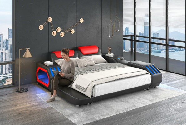 Luxus Led Better Beliichten Schlofzëmmer Bett Liederbett 180x200 Miwwelen