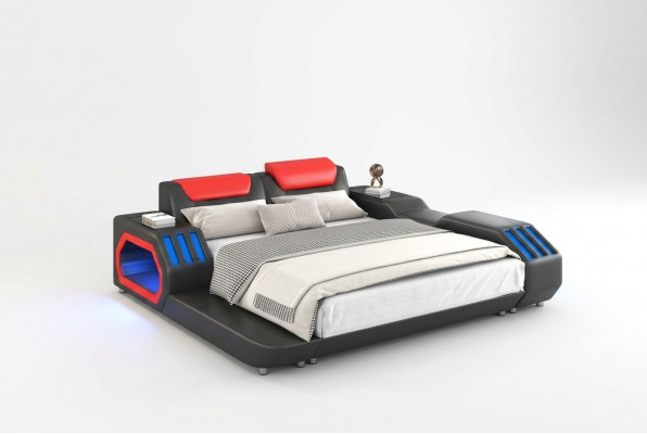 Luxus Led Better Beliichten Schlofzëmmer Bett Liederbett 180x200 Miwwelen