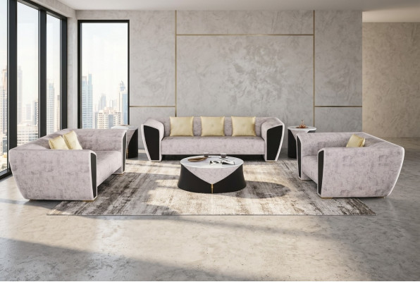 Modern Sofa Garnitur 3+2+1 Sëtzer Luxus Couchen Fotell Wunnzëmmer Miwwelen