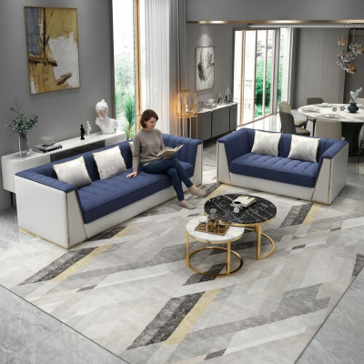 Blo-wäiss Modern Sofa-Garnitur 3+2 Wunnzëmmer Sëtzer Luxus Canapéen