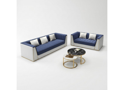 Blo-wäiss Modern Sofa-Garnitur 3+2 Wunnzëmmer Sëtzer Luxus Canapéen