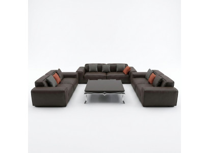 Schwaarz Premium Sofagarnitur 3+3+3 Sëtzer Luxus Wunnzëmmer Miwwel Kanapé.