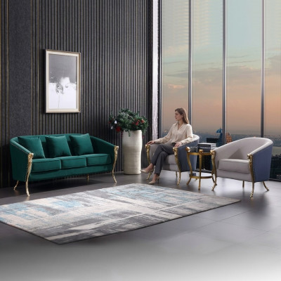 Luxus Sofagarnitur 3+1+1 Sëtzer Gréng Sëtzméiwer Wunnzëmmer Miwwel Modern
