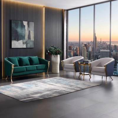 Luxus Sofagarnitur 3+1+1 Sëtzer Gréng Sëtzméiwer Wunnzëmmer Miwwel Modern