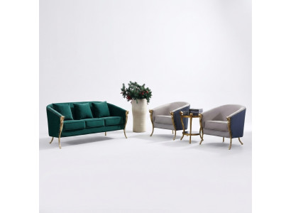 Luxus Sofagarnitur 3+1+1 Sëtzer Gréng Sëtzméiwer Wunnzëmmer Miwwel Modern