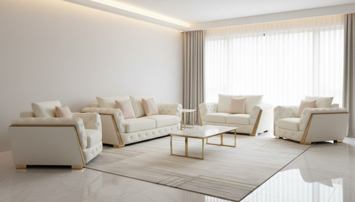 Sofa Canapé Garnitur Miwwelen 3 tlg. Set Sofa-Einrichtung Canapéen
