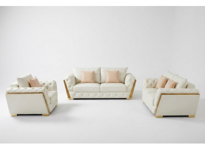 Sofa Canapé Garnitur Miwwelen 3 tlg. Set Sofa-Einrichtung Canapéen
