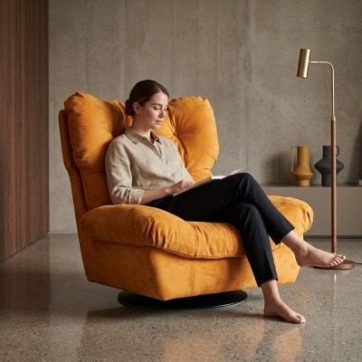 Fernseesessel Dréiensa Sessel Einsëtzer Relax Canapé Miwwelen Textil Stoff