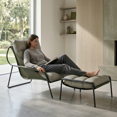 Set vu Sesselen + Hocker Luxus Relax Eenzelmiwwel Still Fousshocker 2 Deeler.