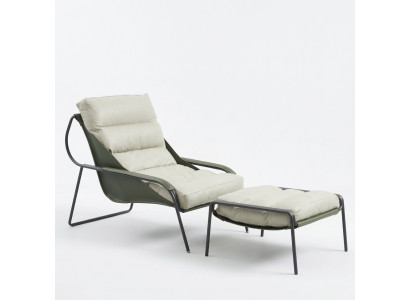 Set vu Sesselen + Hocker Luxus Relax Eenzelmiwwel Still Fousshocker 2 Deeler.
