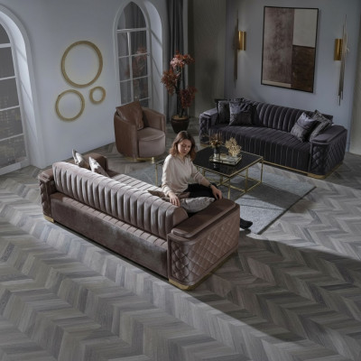 Chesterfield Sofasët Canapé Set 3tlg. Sëtz Sofas Couchen Samt