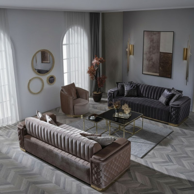 Chesterfield Sofasët Canapé Set 3tlg. Sëtz Sofas Couchen Samt