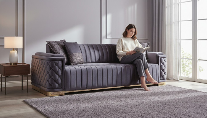 Luxus Canapé XXL Sofa grouss Canapéen 246cm Samt Design Miwwelen Canapéen Stoff