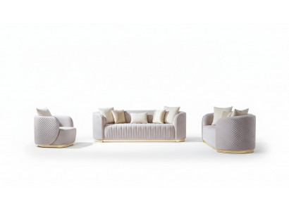Luxus Sofa Oval Sofagarnitur Set Polster Miwwelen 3+2+1 Samett Textil 3tlg.