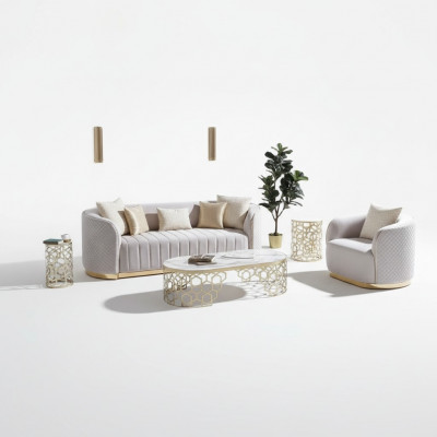 Oval Canapé Drësëtzeger Canapéë Miwwelen Sofa Ariichtung Wunnzëmmer Samett