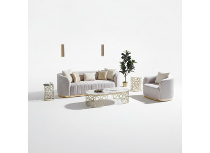 Oval Canapé Drësëtzeger Canapéë Miwwelen Sofa Ariichtung Wunnzëmmer Samett