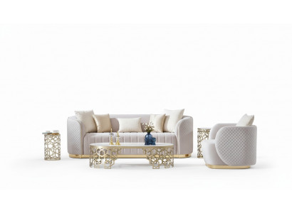 Luxus Sofa Canapé 3+1 Miwwelen Canapéen Sofagarnitur Chesterfield 2-Deel.