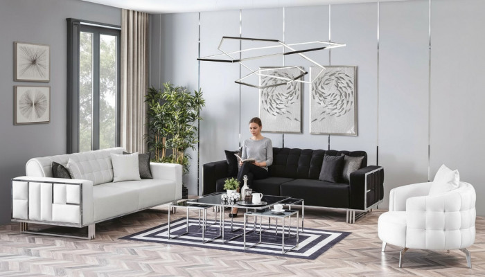 Luxus Wunnzëmmer Miwwelen Canapé Sëtzgrupp Sofa Samt Sofagarnitur 3 Stéck.
