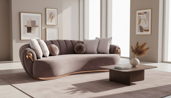Dreesëtzeger Canapé Polster Miwwelen Sofa Canapéen Ofgerënnte Drëpse Form.