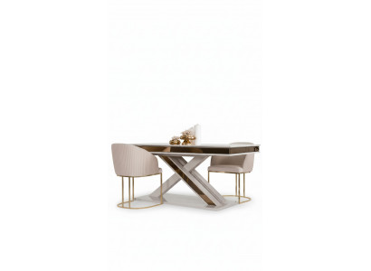 X Beeën Iessdësch Säilendësch Luxus Dëscher Wäiss Gold Dësch Miwwelen Holz