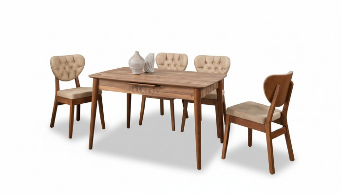Beige Iesszëmmer Set Luxus Set 4x Still Chesterfield Nei