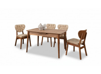 Beige Iesszëmmer Set Luxus Set 4x Still Chesterfield Nei