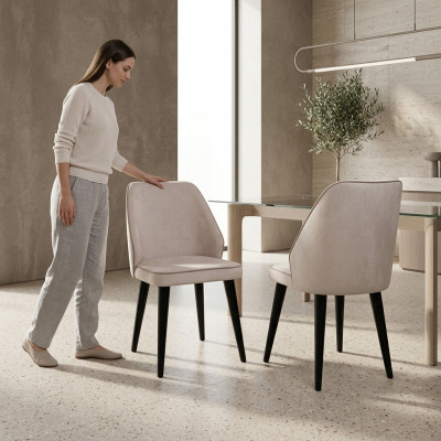 Wäissen Polsterstull Luxus Iesszëmmer Eenzelstull Holzbeem Designer Miwwelen