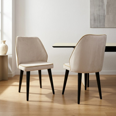 Wäissen Polsterstull Luxus Iesszëmmer Eenzelstull Holzbeem Designer Miwwelen