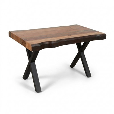 Holzcouchtisch op schwaarze Been fir Äert Wunnzëmmer Original Designmodell