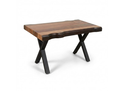Holzcouchtisch op schwaarze Been fir Äert Wunnzëmmer Original Designmodell