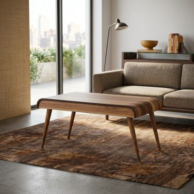 Holz Couchtisch op Holzbeen fir Äert Wunnzëmmer Original Designmodell Nei