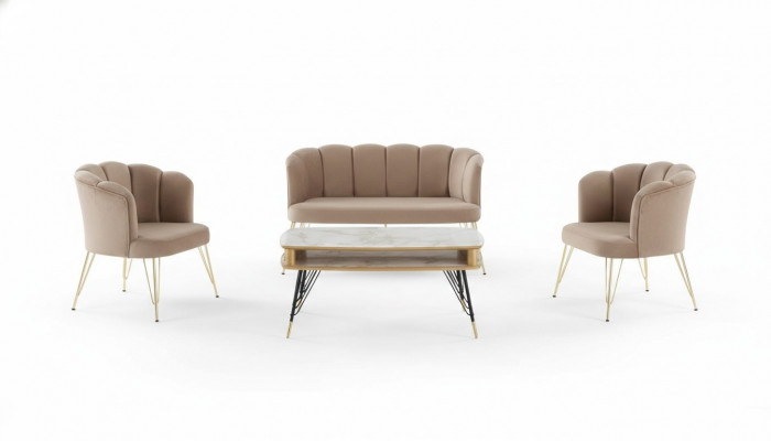 Sofagarnitur Couch Sofa Polster Miwwelen Couchen 3-Del. Set Garnitur Komplett