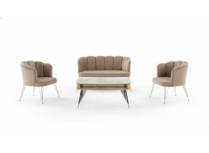 Sofagarnitur Couch Sofa Polster Miwwelen Couchen 3-Del. Set Garnitur Komplett