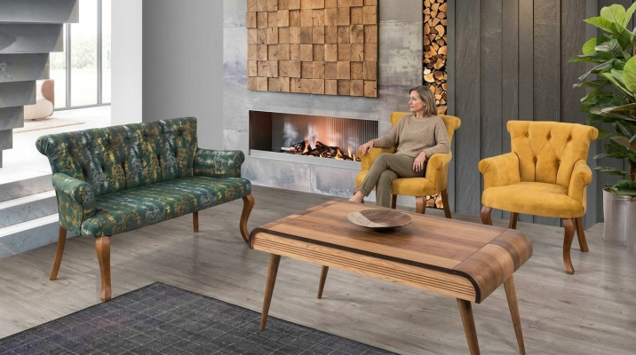 Setzerbank Canapé Set Miwwelen Zofa Couch Dësch 4tl. Sets